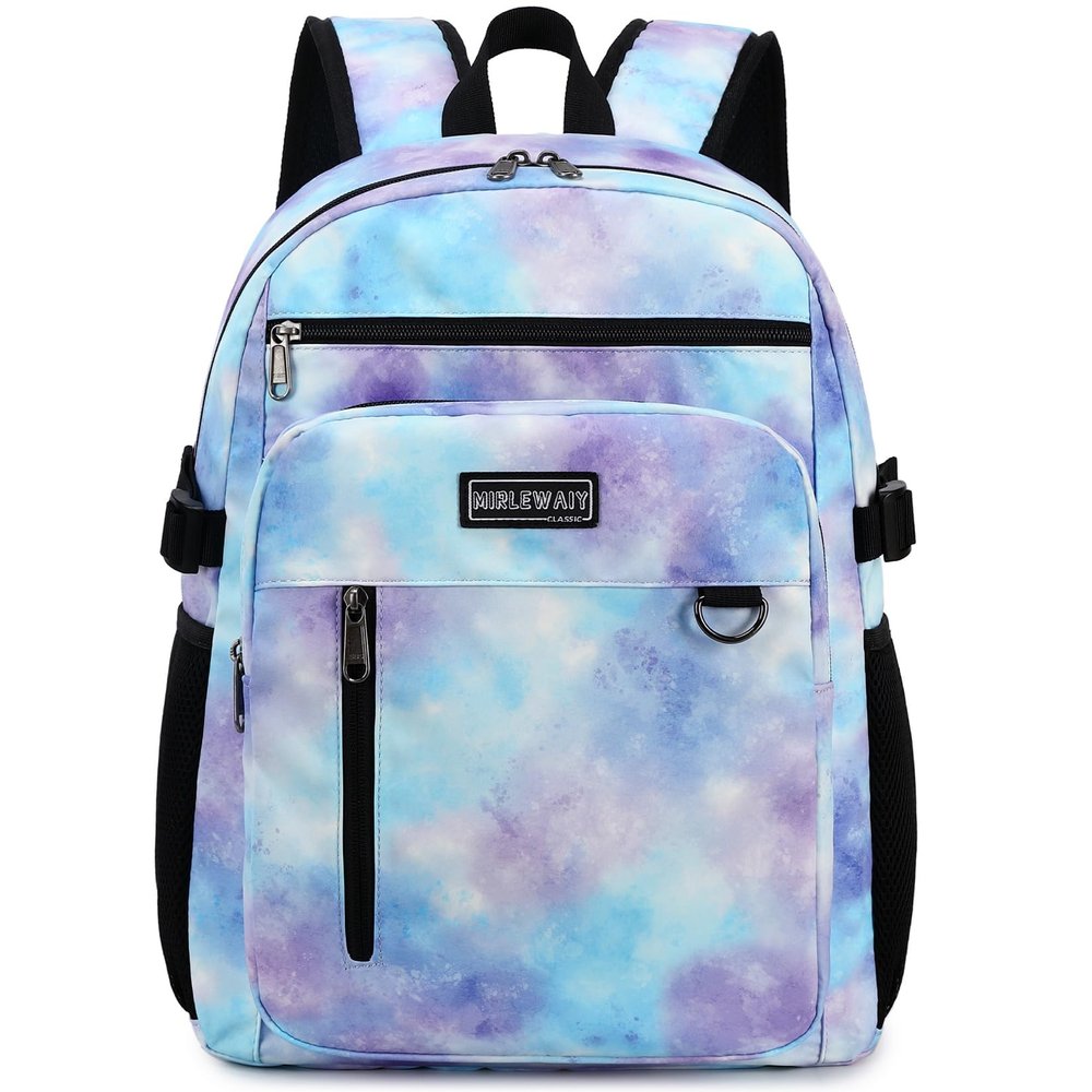 MIRLEWAIY Casual Daypack Lightweight Teen Girls boys Bookbag Water-resistent Backpacks Work Bag for school, Blue Purple Space
