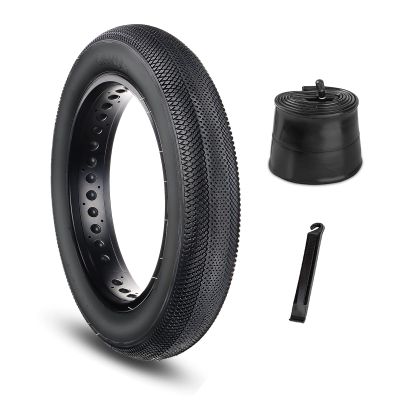 Hycline E-Bike Fat Tire Replacement Set: 26x4.0 Inch Folding Bicycle Tires Plus Bike Tubes and Tire Levers Compatible with Urban Street Mountain or 3-Wheel Bikes (1 Pair)