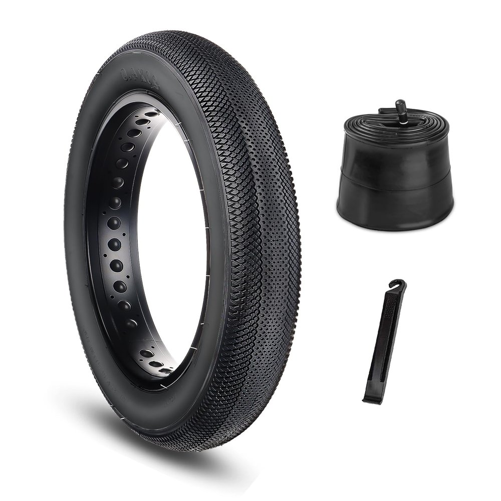 Hycline E-Bike Fat Tire Replacement Set: 26x4.0 Inch Folding Bicycle Tires Plus Bike Tubes and Tire Levers Compatible with Urban Street Mountain or 3-Wheel Bikes (1 Pair)
