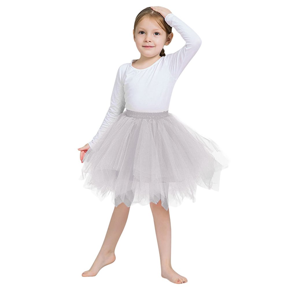 Baby Girls Soft Tutu Skirt,1st Birthday Party Tutu Skirt Sets Summer Baby Layered Tulle Lace Dress (Grey, 6-10 Years)