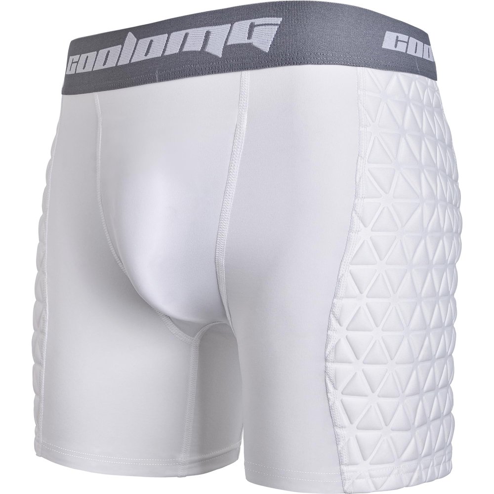 COOLOMG Men Adult Padded Baseball Sliding Shorts with Cup Pocket for Softball Football Hockey White