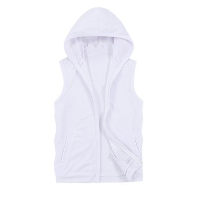 Alloaone Mens Sleeveless Vest Summer Top With Hood Fashion Zip Up Casual Sportswear