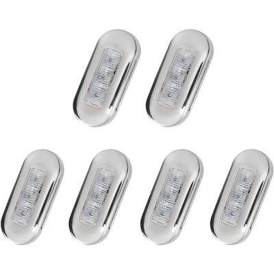 TANFEI 3" LED 12V Oblong Courtesy Light, Marine Boat Deck Transom Stern Light for Yacht Pontoon Fishing Boat Kayak Sailboat, Sealed Boat Cabin Lights (6, White Light)