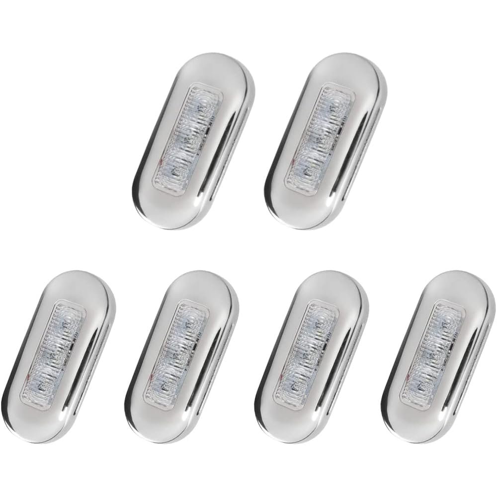TANFEI 3" LED 12V Oblong Courtesy Light, Marine Boat Deck Transom Stern Light for Yacht Pontoon Fishing Boat Kayak Sailboat, Sealed Boat Cabin Lights (6, White Light)