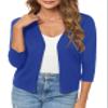 Urban CoCo Women's 3/4 Sleeve Shrugs Open Front Cropped Sweater Cardigan (Royal Blue,L) view 3
