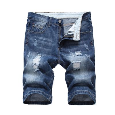 Men's Ripped Vintage Jean Shorts Distressed Straight Denim Shorts Summer Casual Short Pants with Pockets (Blue5,42)