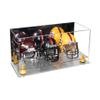Better Display Cases Acrylic Three Mini - Miniature Football Helmets (not Full Size) Display Case with Mirror Case, Yellow Risers and Clear Base 19.25" x 8.25" x 8" (V47/A103) view 1