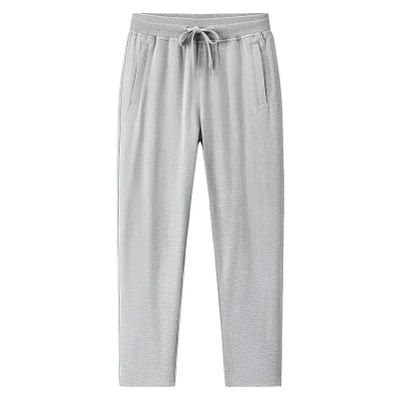 ANUFER Mens Slim Fit Cotton Sweatpants Jogging Bottoms with Zipper Pockets Casual Trousers Open Bottom Light Grey 4XL