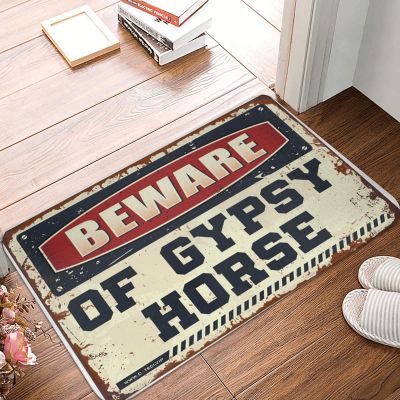 Home Decor for Men Beware of Gypsy Horse Doormat Farmhouse Bath Rug Front Door Decor (Size : 50X80CM)