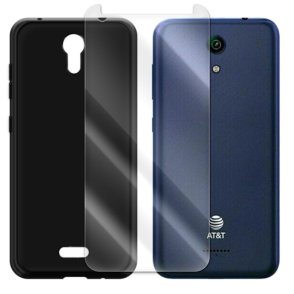 High-Sensitivity Anti-Shatter Shockproof 9H Hardness Tempered Glass Screen Protector Film Full Curved Shell Soft TPU Protective Case Compatible with Cricket Vision 3