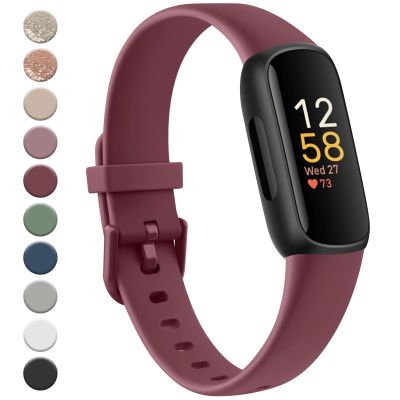 Meliya for Fitbit Inspire 3 Bands Women Men, Soft Silicone Adjustable Wristband Replacement Sport Straps Compatible with Fitbit Inspire 3 Fitness Tracker (Wine Red)