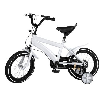 14" Kids' Bicycles, Childrens Bicycle High Carbon Steel Frame Bicycle Seat Adjustable with Training Wheels and Hand Brakes, Earthquake Resistance for Boys & Girls to Exercise and Ride (White)
