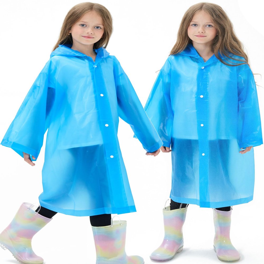 HOOMBOOM 2 Pack Waterproof Raincoats for Kids Reusable,EVA Rain Ponchos Emergency Rain Jacket for Children, Boys and Girls