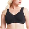 Women's Wireless Plus Size Lace Comfort Cotton Bra Full Coverage Unlined Minimizer Bra 36A Black view 2