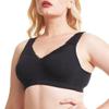 Women's Wireless Plus Size Lace Comfort Cotton Bra Full Coverage Unlined Minimizer Bra 36A Black view 3