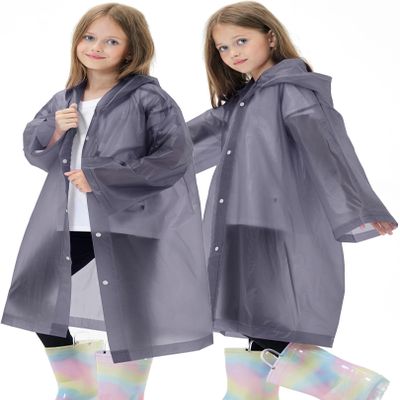 HOOMBOOM 2 Pack Waterproof Raincoats for Kids Reusable,EVA Rain Ponchos Emergency Rain Jacket for Children, Boys and Girls