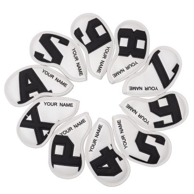 Craftsman Golf Personized Magnetic Iron Head Covers Headcovers White with Black Large No. with Name Stitched