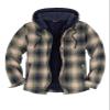 ZENTHACE Men's Sherpa Lined Flannel Jacket with Hood Fleece Lined Plaid Flannel Shirt Jackets Warm Shacket Coat Tea Green S view 1