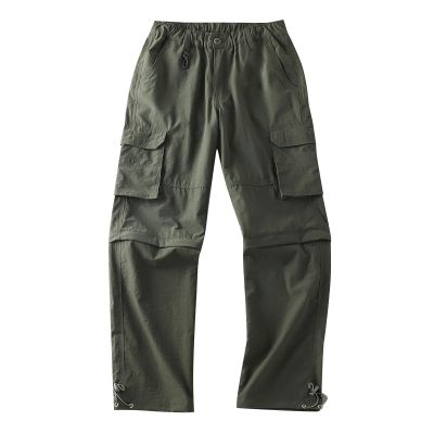 ZYXTIM Mens Hiking Cargo Pants Plus Size Convertible Zip Off Drawstring Pockets Lightweight Fishing Camping Tactical Pants Green