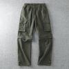 ZYXTIM Mens Hiking Cargo Pants Plus Size Convertible Zip Off Drawstring Pockets Lightweight Fishing Camping Tactical Pants Green view 2