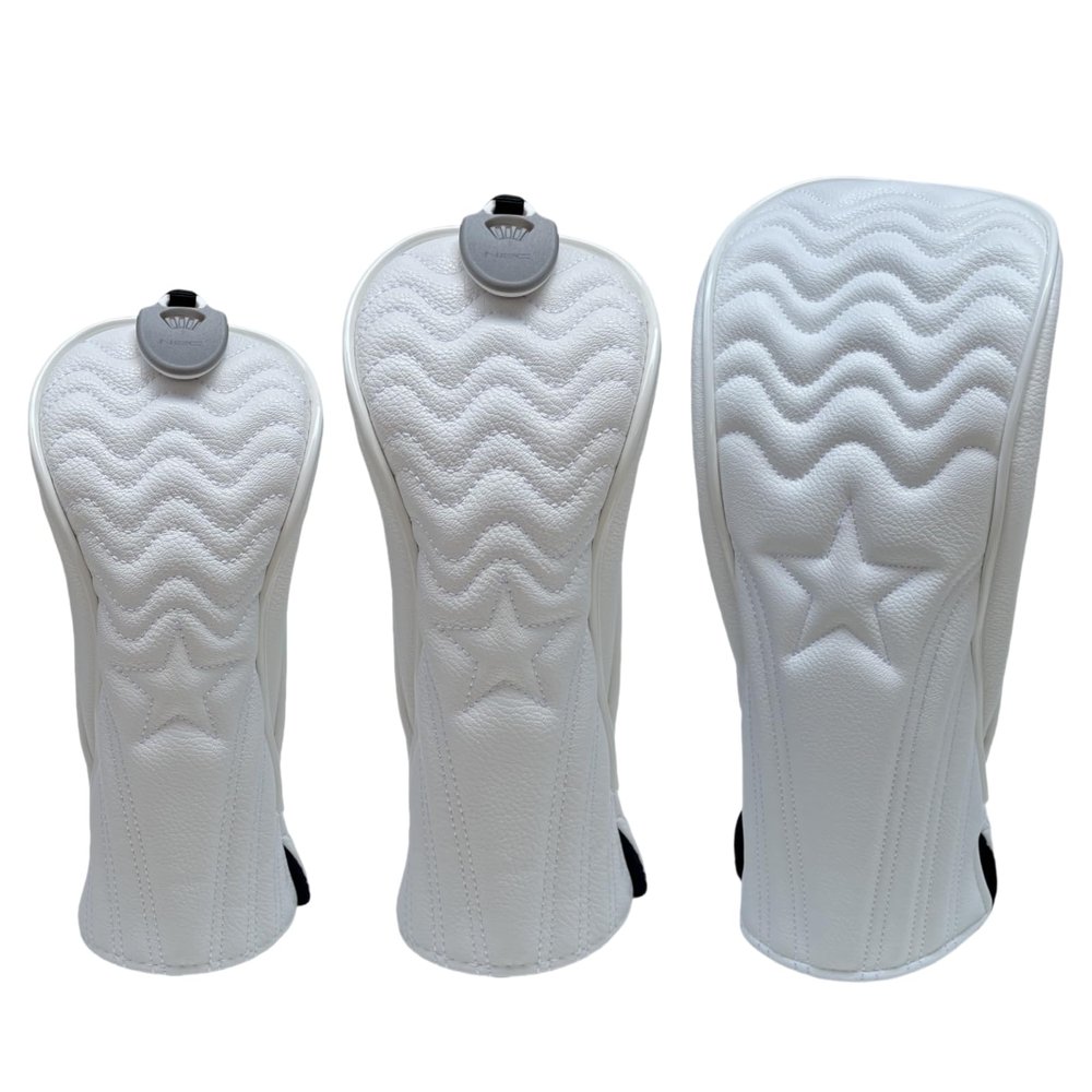 3pcs Driver Headcover Fairway Wood Head Covers Hybrid Headcover,PU Leather Golf Headcovers for Driver, 3 5 Wood,Hybrid, Golf Club Covers for Men,Headcovers Set fits for All Brand (White 1 3 H)