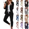 Women's Business Blazer Pant Suit Set 2 Piece Open Front Long Sleeve Blazer And Solid Pant for Work Office Daily view 1