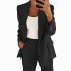 Women's Business Blazer Pant Suit Set 2 Piece Open Front Long Sleeve Blazer And Solid Pant for Work Office Daily view 2