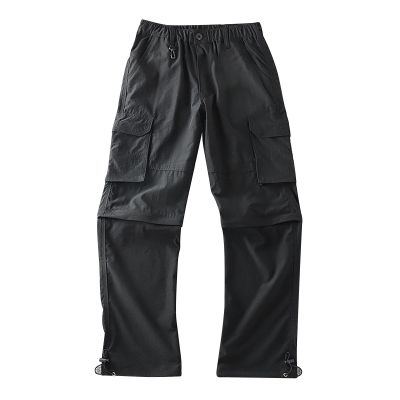 ZYXTIM Mens Hiking Cargo Pants Plus Size Convertible Zip Off Drawstring Pockets Lightweight Fishing Camping Tactical Pants Black