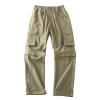 ZYXTIM Mens Hiking Cargo Pants Plus Size Convertible Zip Off Drawstring Pockets Lightweight Fishing Camping Tactical Pants Khaki view 1