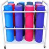 Bsetain Yoga Mat Holder Metal Foam Roller Organizer Cart, 4 Wheels Exercise Mats Pilates Pad Holders with Handle, Gym Studio Fitness Club Basement Foam Reels Stand view 1