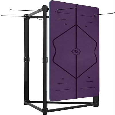 Katzowen Extra Large Yoga Mat Storage and Display Rack Holder, Holds 60 Workout Mats - Freestanding Three-Side Pilates Mat Hanger for Home Gym Studio & Workout Room