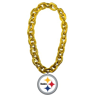 Aminco NFL Pittsburgh Steelers Printed Round Logo Fan Chain, Gold