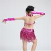 OTMYIGO Girls Sequin Fringe Latin Dress Latin Competition Costume Girls Salsa Dancing Tassel Competition Dress,Pink,170 view 2