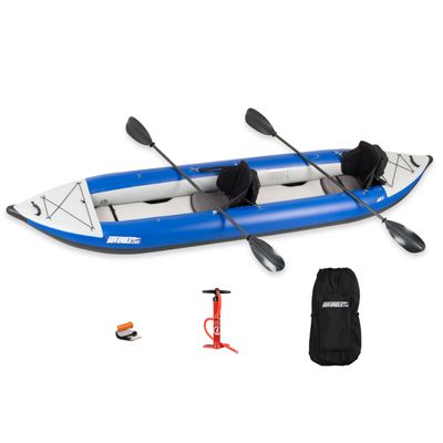Sea Eagle 420X Explorer Inflatable Kayak- Fishing, Touring, Camping, Exploring &White Watering-Self Bailing, Removable Skeg, Drop Stitch Floor (420X Pro w/Carbon Paddle Package)