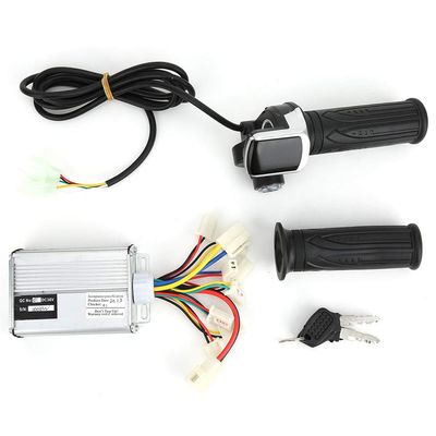 Qiilu 36V Controller and Throttle 36V Controller Brush E Controller and Multifunction Thumb Throttle Grip Set with Lock Electric Quantity Display