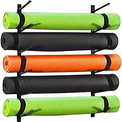Bsetain Yoga Mat Organizer Holder Wall Mount Metal Storage Display Holder with Fittings & Hooks for Home/Office/Workout Room (Color : White, Size : 103cm/40.6in)