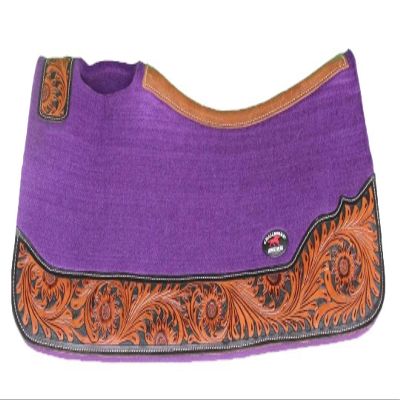 CHALLENGER Horse 32"x30" Western Contoured Wool Felt Therapeutic Saddle Pad Purple 39253PR