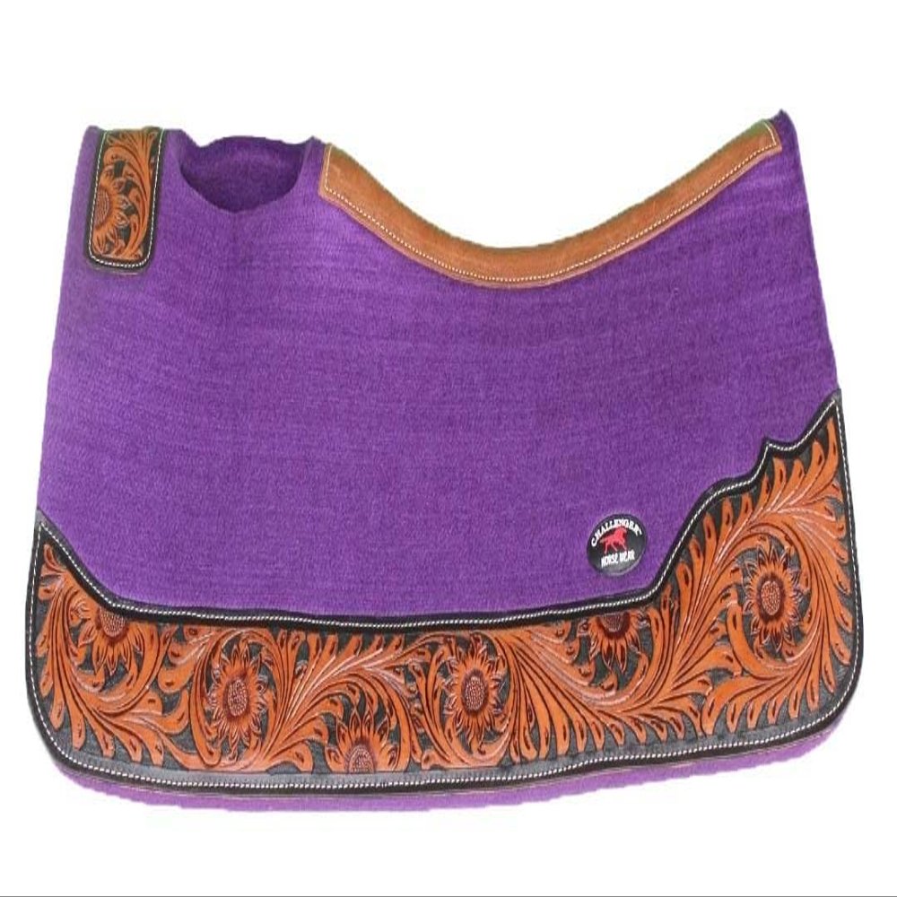 CHALLENGER Horse 32"x30" Western Contoured Wool Felt Therapeutic Saddle Pad Purple 39253PR