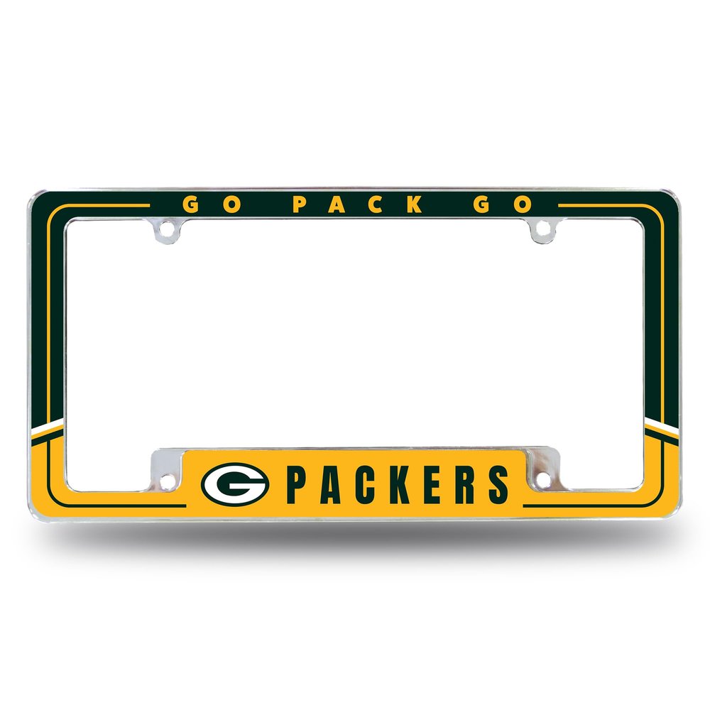 Rico Industries NFL Football Green Bay Packers Two-Tone 12" x 6" Chrome All Over Automotive License Plate Frame for Car/Truck/SUV