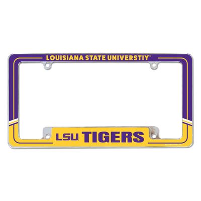 Rico Industries NCAA LSU Tigers Two-Tone 12" x 6" Chrome All Over Automotive License Plate Frame for Car/Truck/SUV