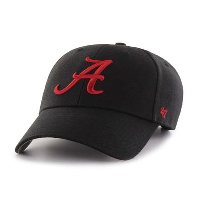 47 Alabama Hat (UA Crimson Tide) Mens Womens MVP Adjustable Cap, Structured Fit, Black, One Size