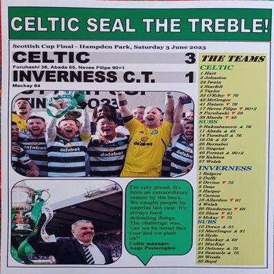 Celtic 3 Inverness Caledonian Thistle 1-2023 Scottish Cup final - Celtic treble - souvenir print