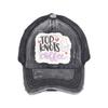 C.C Ponycap Messy High Bun Ponytail Adjustable Mesh Trucker Baseball Cap Hat, Criss Cross Patch Top Knots & Coffee, Black view 1