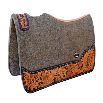 CHALLENGER Horse 32"x30" Western Contoured Wool Felt Therapeutic Saddle Pad Grey 39253GY