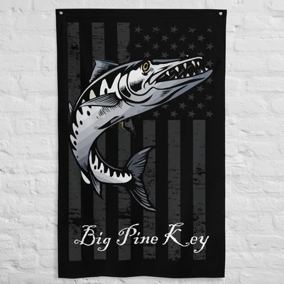 JG Infinite Big Pine Key Barracuda Fish Anglers Florida Keys Saltwater Fishing Garage Office Man Cave Banner Flag 34.5" x 56"