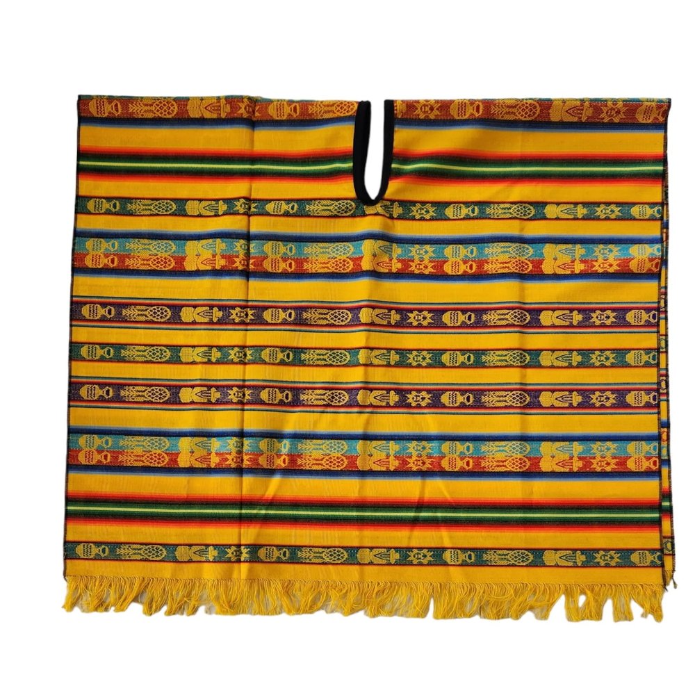 Authentic Regional Mexican Fine Poncho Adult (PO-YELLOW-PM02)