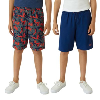Eddie Bauer Boys 2-Pack Hybrid Shorts (as1, Alpha, s, Regular, Orange Camo/Navy)