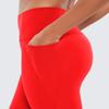 CRZ YOGA Womens Butterluxe Workout Capri Leggings with Pockets 19 Inches - High Waisted Crop Gym Yoga Pants Buttery Soft Dark Red X-Large view 3