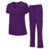 Natural Uniforms Women's Cool Stretch V-Neck Top and Cargo Pant Set (Eggplant, XX-Large) view 1
