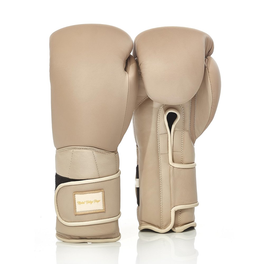 Elite Brown + Light Khaki Leather Boxing Gloves (14oz)